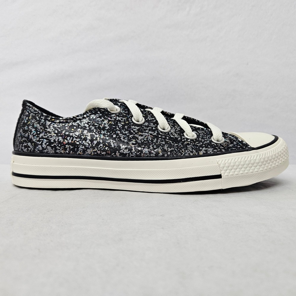 Converse Chuck Taylor All Star Oxfords A11138C Glitter Black Egret Women Size 6‎ - Picture 10 of 10